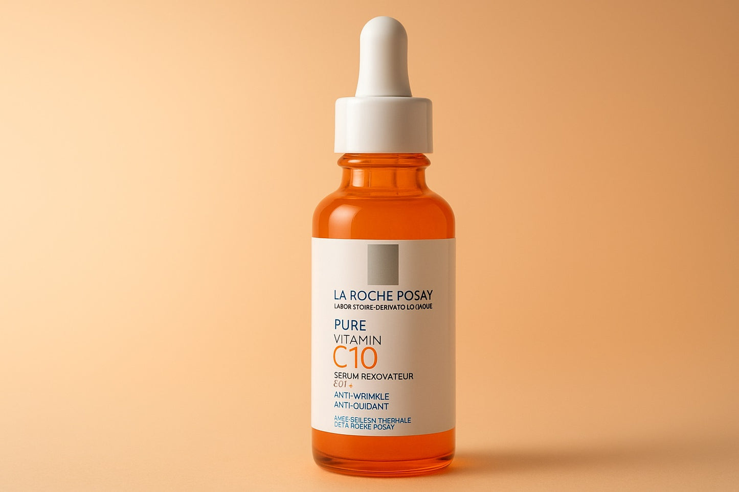 La Roche-Posay Vitamin C10 Serum orange bottle with white dropper for skin care