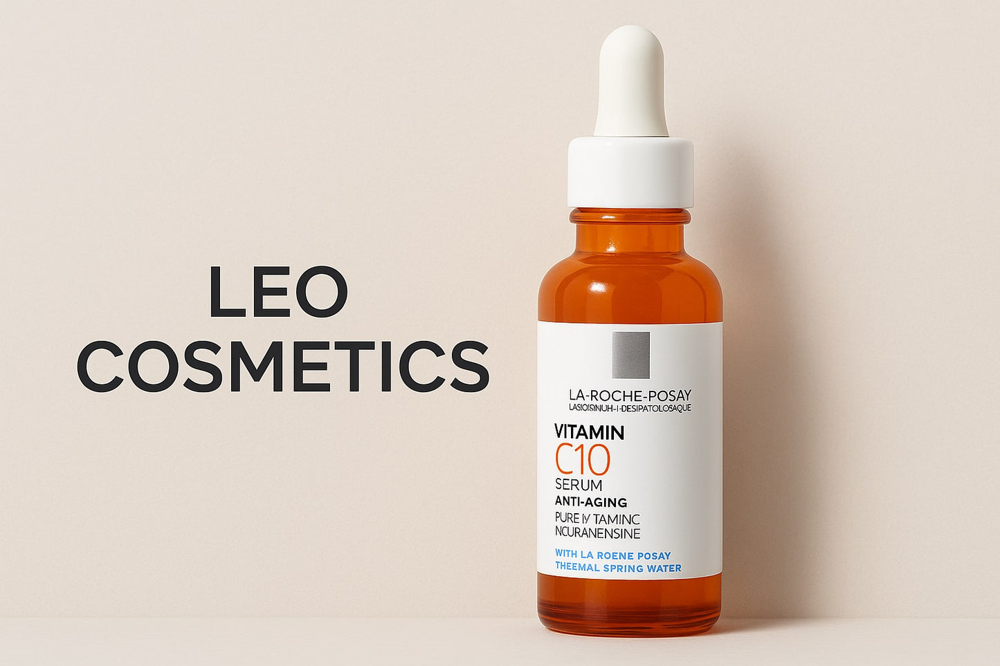 La Roche-Posay Vitamin C10 Serum in amber glass bottle with white dropper cap for anti-aging skincare