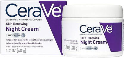 CeraVe night cream for face in 1.7 oz jar with peptide complex for skin renewing and hydration